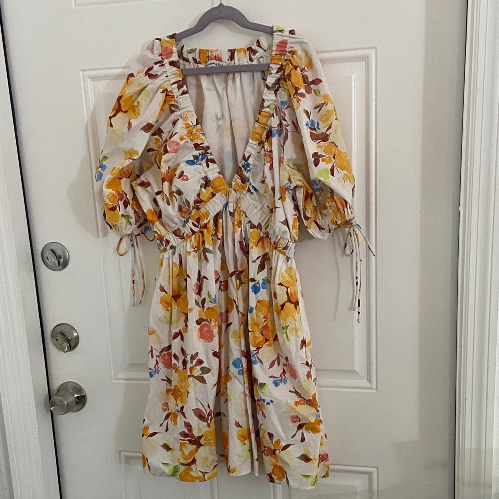Abercrombie & Fitch Floral Mini Dress with Puff Sleeves